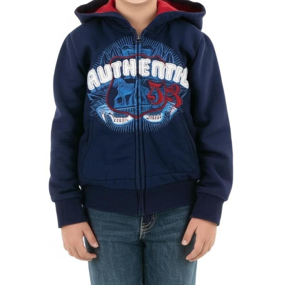 Levi's Boys' Dark Blue Red Full Zip Hooded Casual Comfort Hoodie Size 7/8